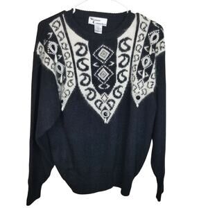 Vintage Women Western Pearl Boho Cowgirl Sweater Angora Lambswool Southwestern M